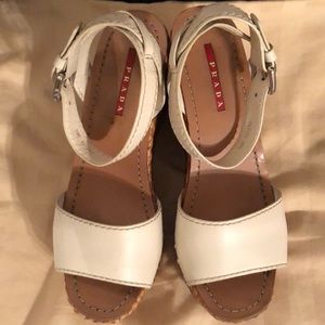 Prada Cream Platform Sandals
